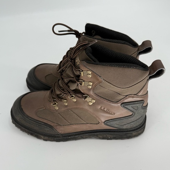 LL Bean Brown Lace Up Hiking Trail Boots Shoes Men's Size 12 Wide Leather - Picture 6 of 6